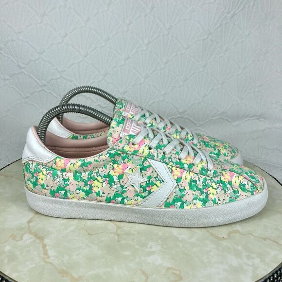 Converse Breakpoint Low Top Sneakers 8 Green/Pink Floral Print Streetwear Shoes - Picture 1 of 12